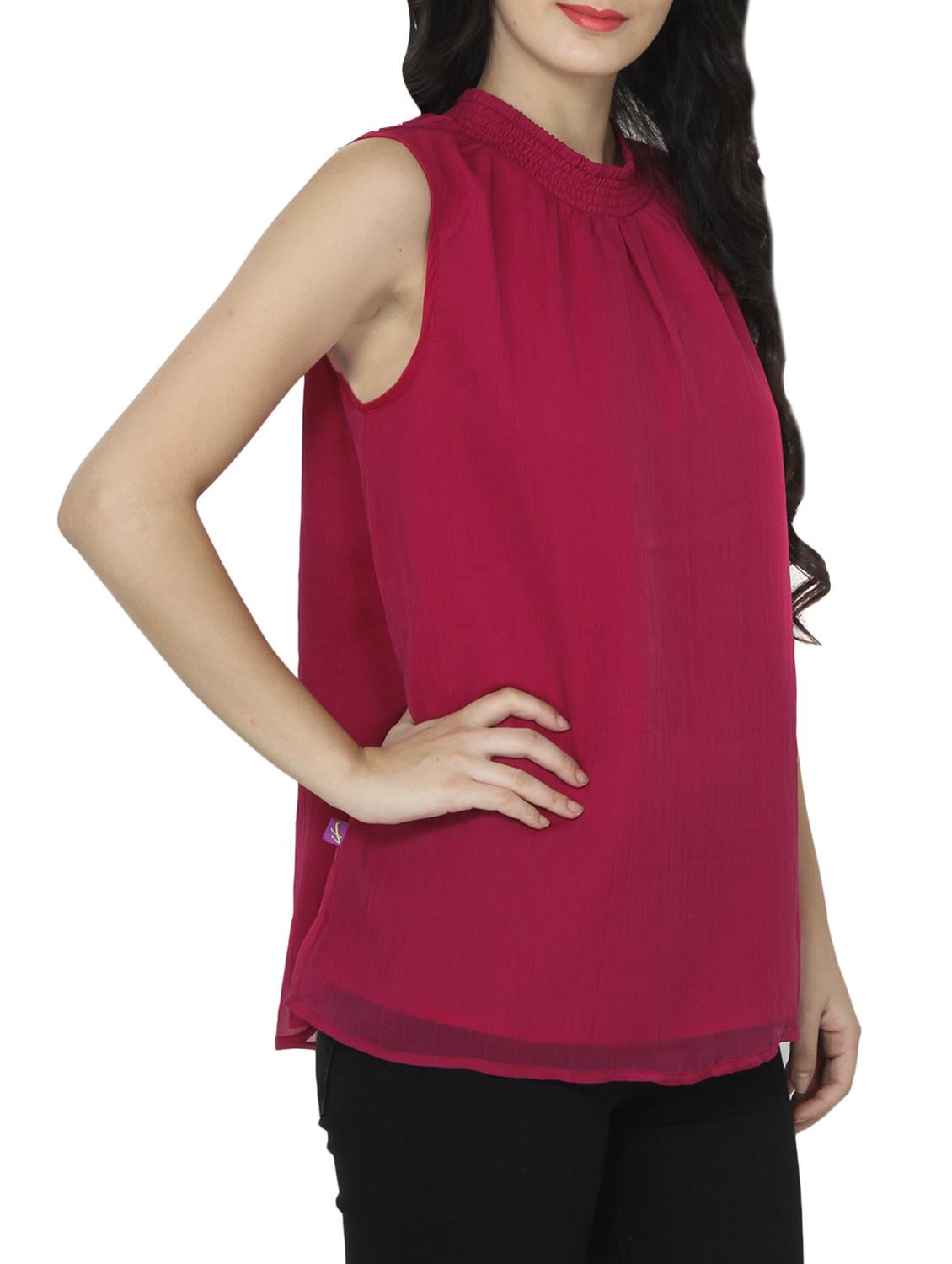 smocking detail mock neck top - 14472280 - Zoom Image - 2
