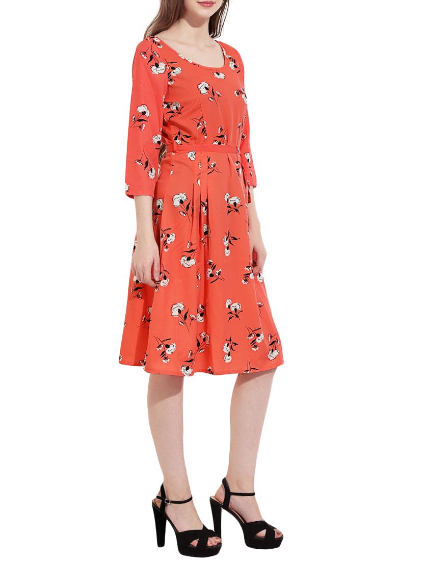 Orange printed a-line dress - 14473031 - Zoom Image - 2