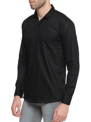 black cotton blend casual shirt - 14476645 - Standard Image - 2