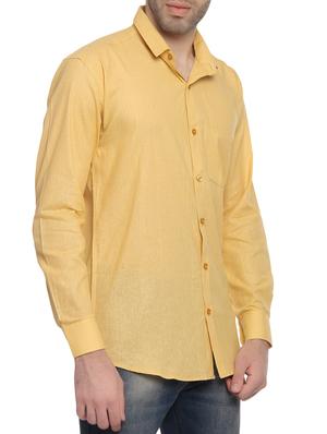yellow cotton blend casual shirt - 14476653 - Standard Image - 2