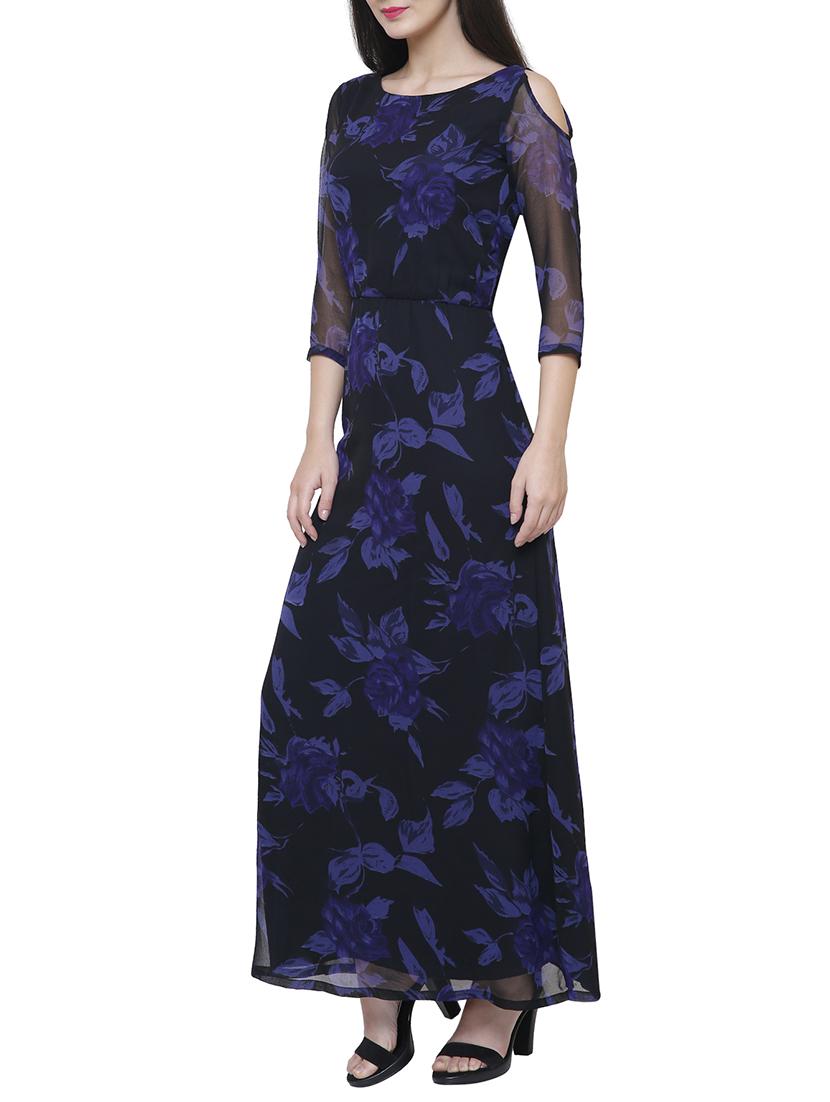 black georgette maxi dress - 14477731 - Zoom Image - 2