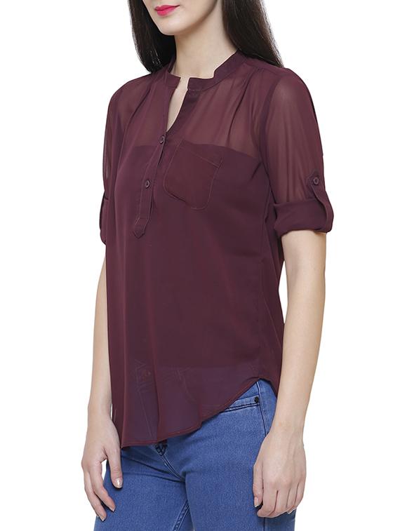 purple georgette casual top - 14477799 - Zoom Image - 2