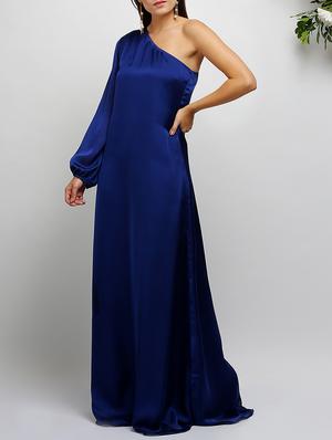single shoulder prussian blue gown - 14478493 - Standard Image - 2