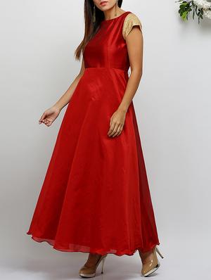 embellished sleeved boat neck gown - 14478499 - Standard Image - 2