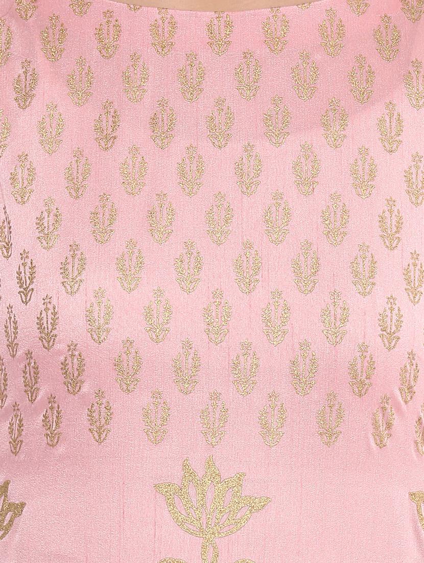 pink silk blend straight kurta - 14478901 - Zoom Image - 5