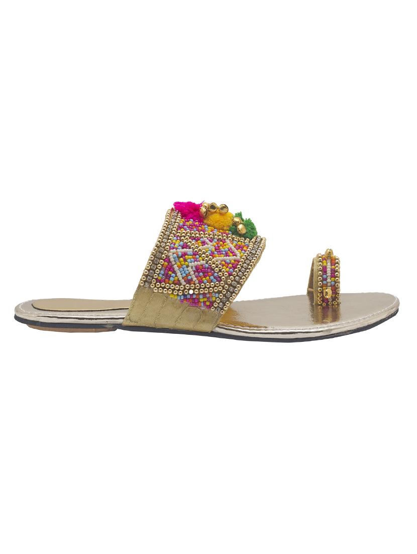 gold leatherette ethnic kolhapuris - 14479324 - Zoom Image - 2