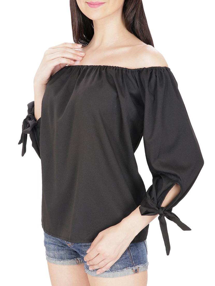 black off shoulder top - 14479526 - Zoom Image - 2