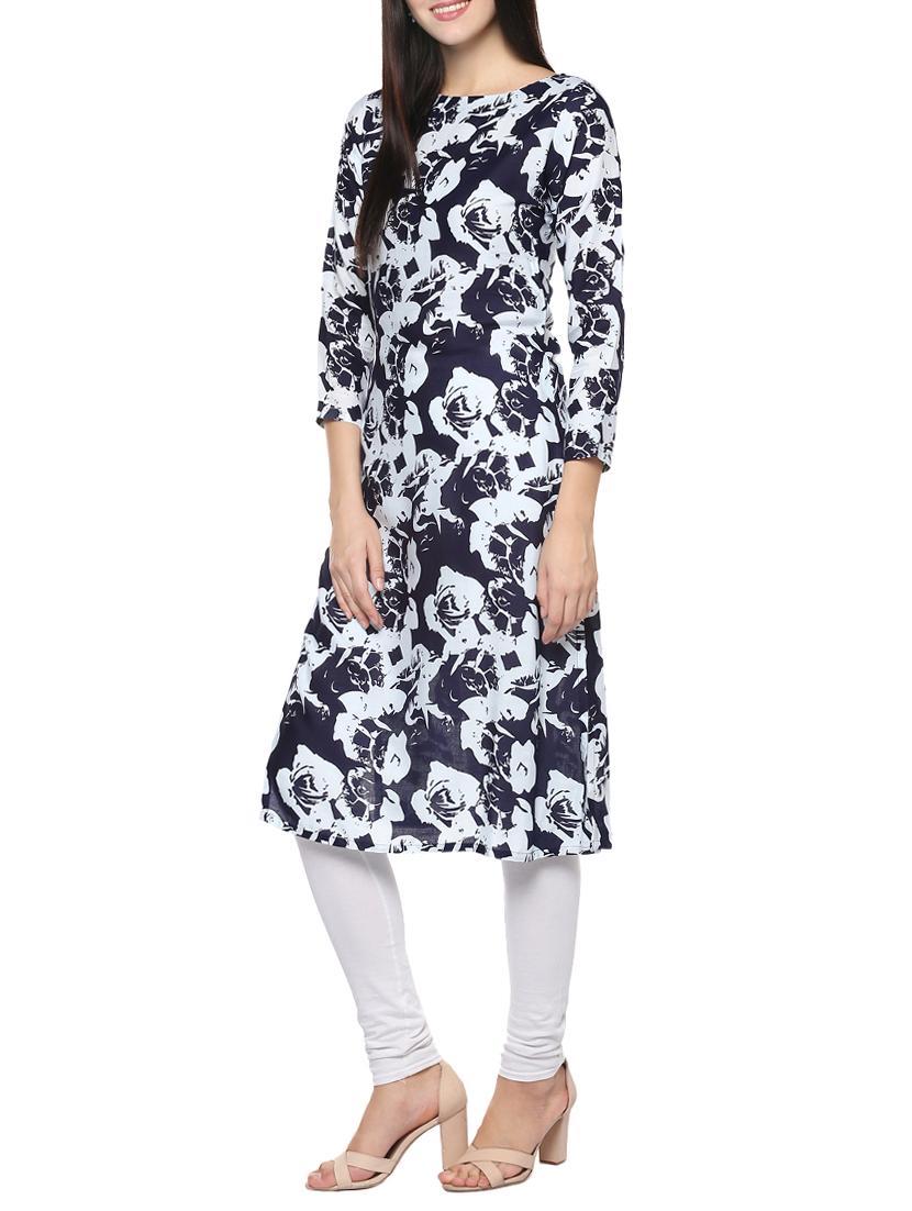 blue viscose straight kurta - 14479849 - Zoom Image - 2