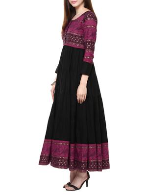 magenta cotton tiered kurta - 14479853 - Standard Image - 2
