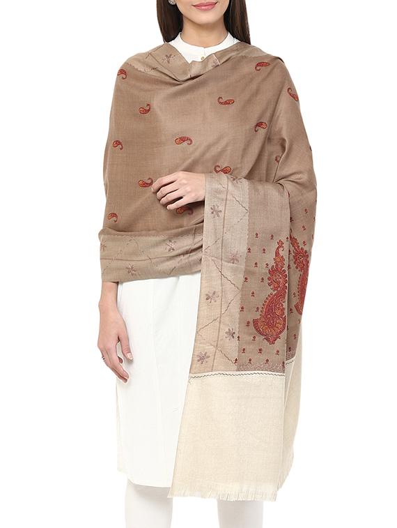 brown colored woolen shawl - 14481509 - Zoom Image - 2
