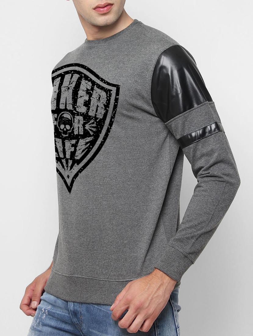 grey cotton chest print sweatshirt - 14481658 - Zoom Image - 2