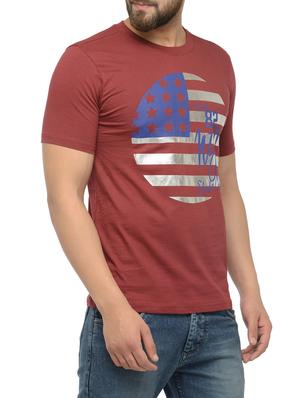 maroon cotton chest print tshirt - 14481968 - Standard Image - 2