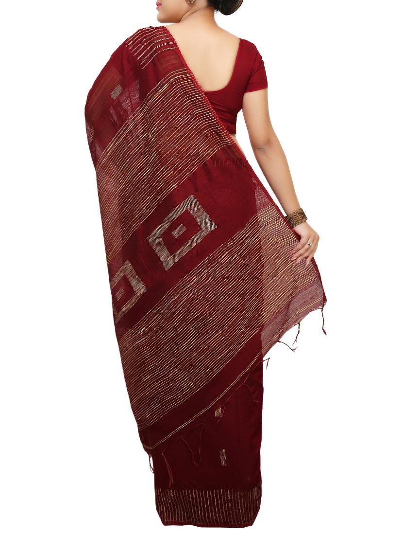 Ghicha Border handloom saree with blouse - 14482021 - Zoom Image - 2