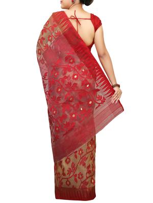beige jamdani saree - 14482032 - Standard Image - 2