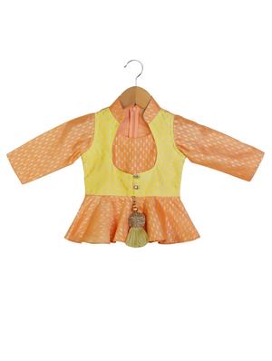 orange Peplum Top with Dhoti - 14482268 - Standard Image - 2