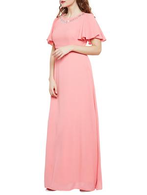 pink georgette gown dress - 14482341 - Standard Image - 2