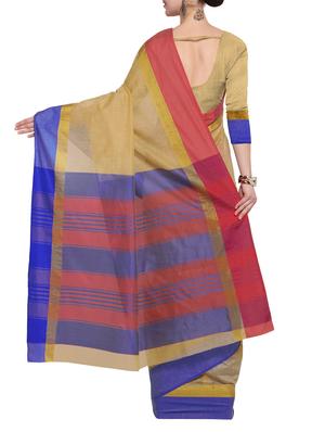 beige silk blend bordered saree with blouse - 14483376 - Standard Image - 2