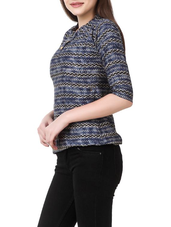 blue printed crepe top - 14484321 - Zoom Image - 2