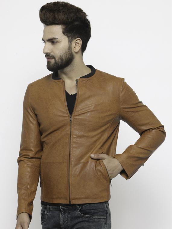 brown leatherette biker jacket - 14484791 - Zoom Image - 2