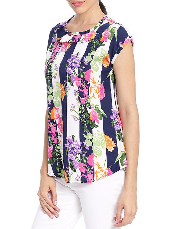 multi colored crepe top - 14485394 - Zoom Image - 2