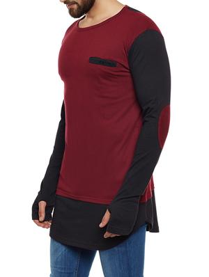 maroon cotton thumb hole t-shirt - 14485627 - Standard Image - 2