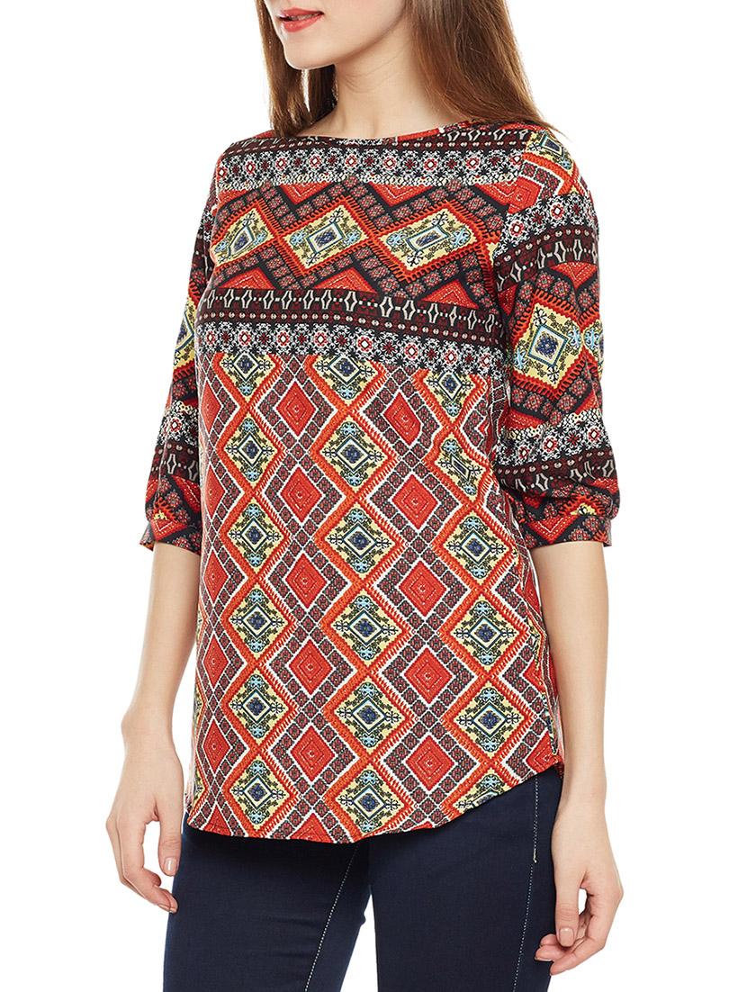 Boat neck curved hem top - 14486471 - Zoom Image - 2
