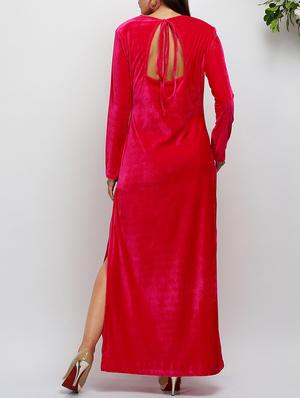 pink velvet maxi dress - 14486576 - Standard Image - 5