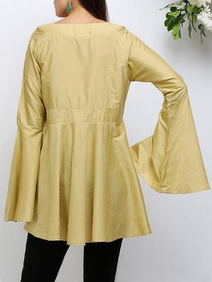 a-line bell sleeved silk blend top - 14486590 - Standard Image - 5