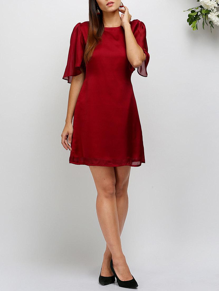 Maroon satin a-line dress - 14486601 - Zoom Image - 2