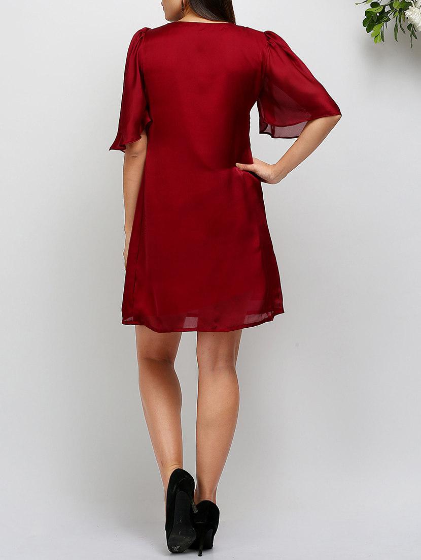 Maroon satin a-line dress - 14486601 - Zoom Image - 5