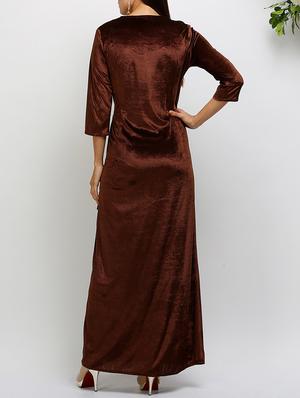 brown velvet wrap dress - 14486604 - Standard Image - 5