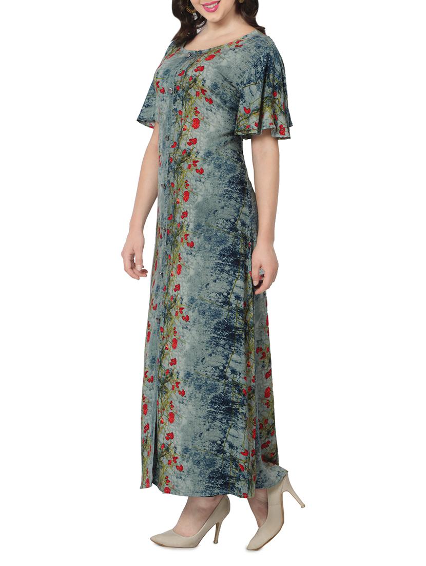 blue rayon A-line kurta - 14490857 - Zoom Image - 2