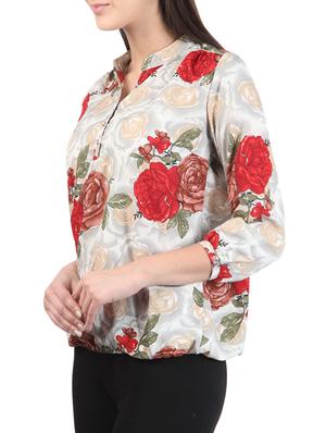 mandarin neckline blouson top - 14491009 - Standard Image - 2