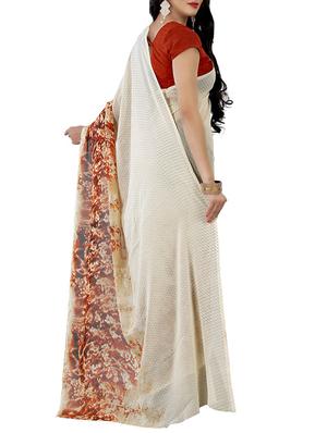 Orange faux georgette half and half saree with blouse - 14494734 - Standard Image - 2