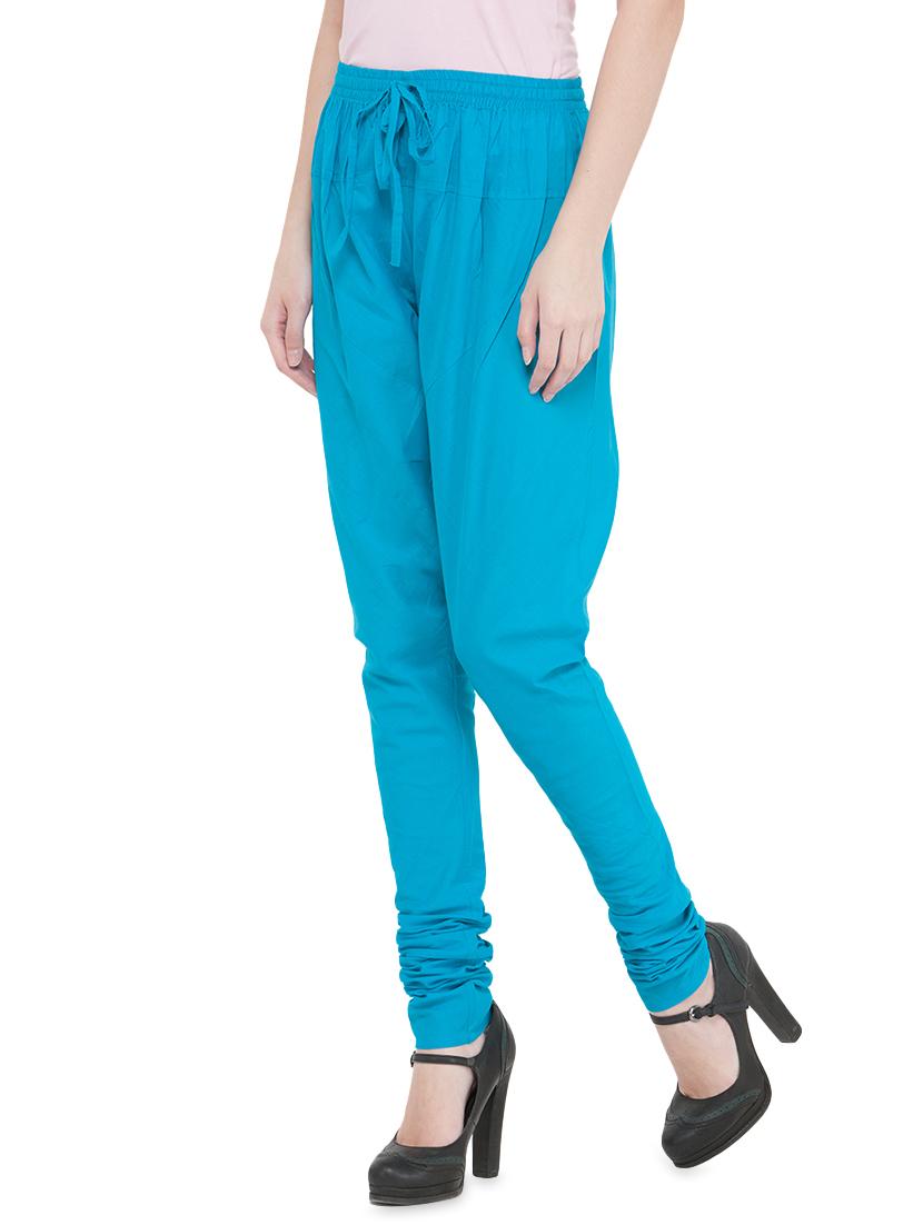 blue cotton churidars - 14495437 - Zoom Image - 2