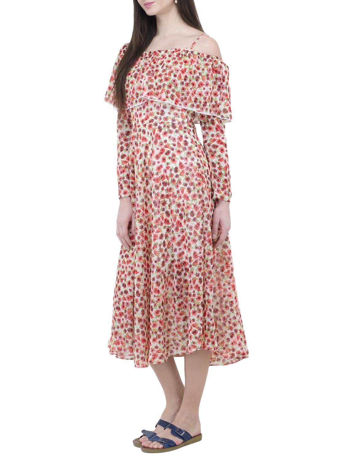 orange printed georgette dress - 14497411 - Zoom Image - 2