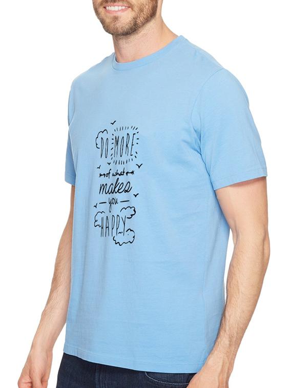 blue cotton front print t-shirt - 14497540 - Zoom Image - 2