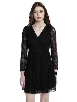 black lace fit & flare dress - 14497681 - Standard Image - 2