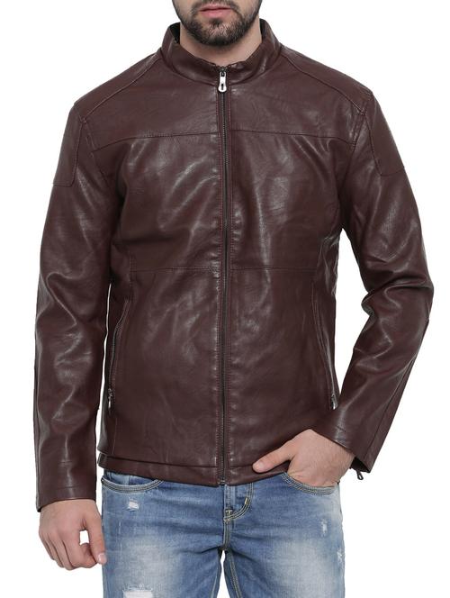 brown leather biker jacket - 14498230 - Standard Image - 1