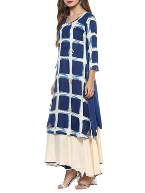 blue rayon aline kurta - 14498497 - Standard Image - 2