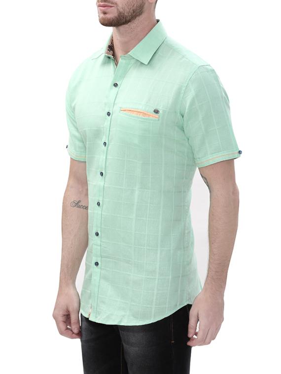 green cotton casual shirt - 14498565 - Zoom Image - 2