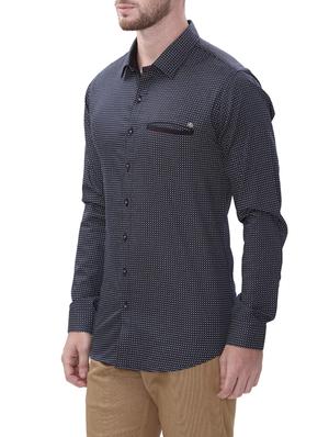 navy blue cotton casual shirt - 14498566 - Standard Image - 2