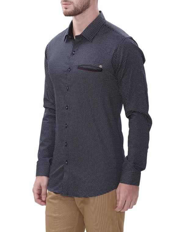navy blue cotton casual shirt - 14498566 - Zoom Image - 2