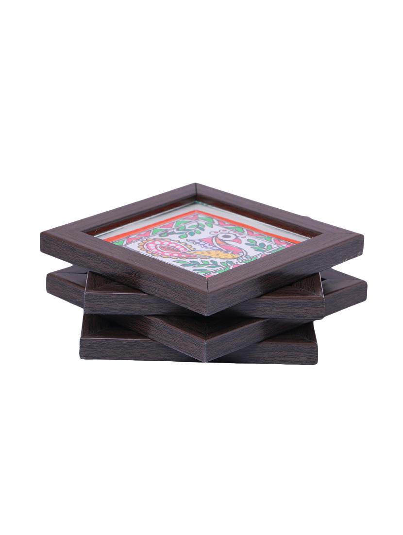 Madhubani Handpainted Coasters Set - 14499387 - Zoom Image - 2