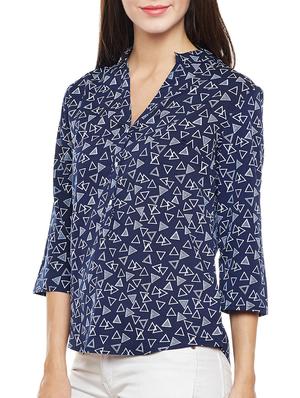 Navy blue crepe top - 14499395 - Standard Image - 2