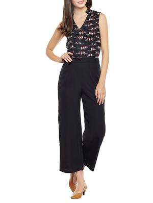 black crepe full leg jumpsuit - 14499597 - Standard Image - 2