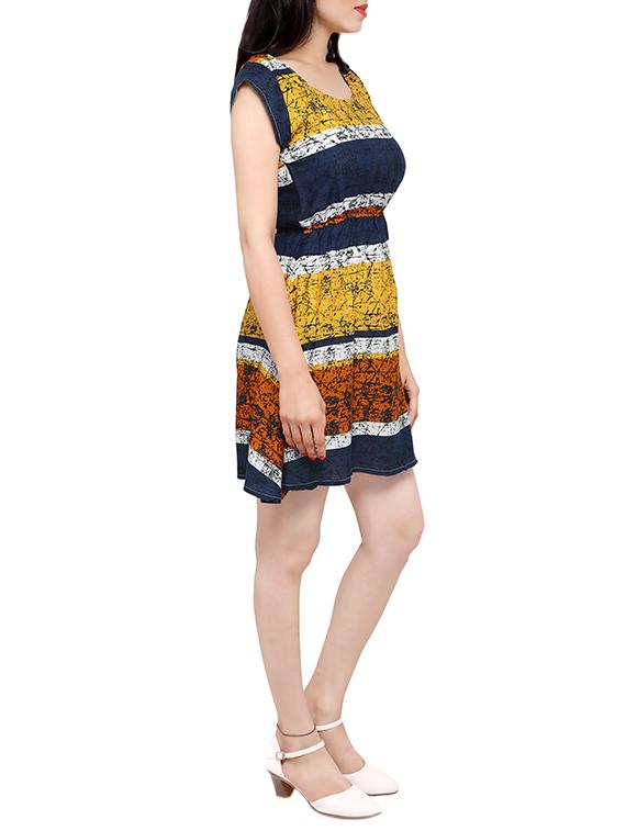 blue striped blouson dress - 14500741 - Zoom Image - 2