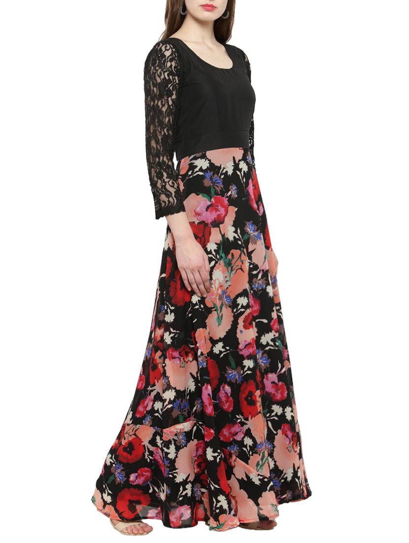 black printed maxi dress - 14501214 - Zoom Image - 2