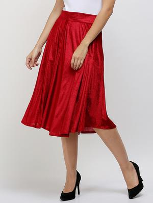 red velvet flared skirts - 14504418 - Standard Image - 2