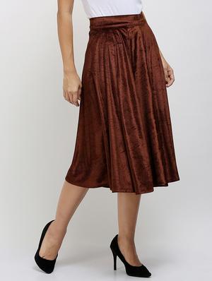 brown velvet flared skirt - 14504438 - Standard Image - 2